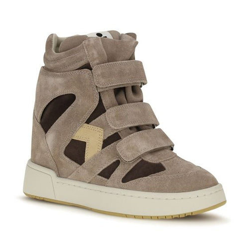 Beige Calf Leather Bos Taurus High Top Sneakers