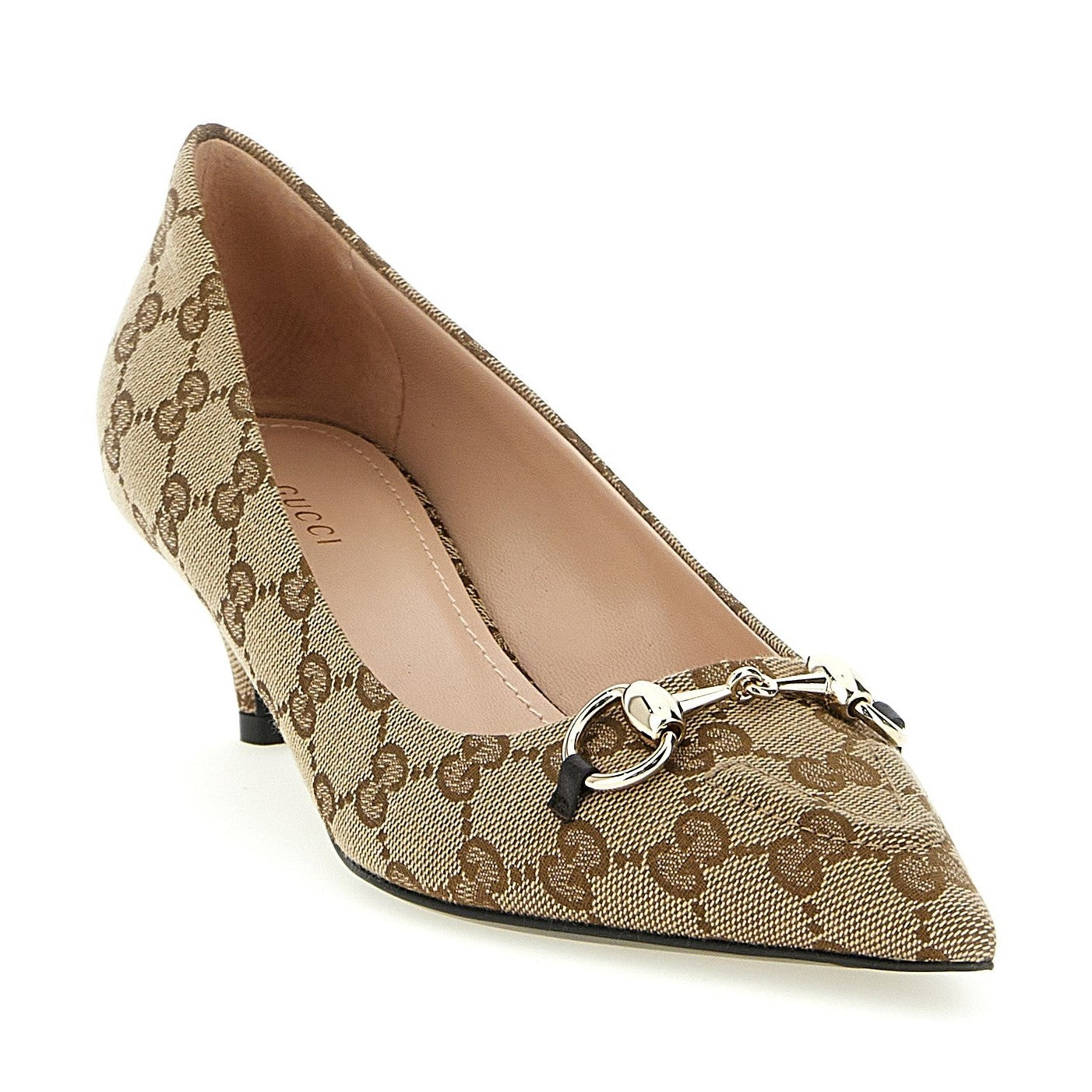 Gucci Beige Polyester Mid Heel Pumps
