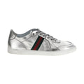Gucci Silver Lamb Leather Low Top Sneakers