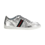 Gucci Silver Lamb Leather Low Top Sneakers