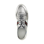 Gucci Silver Lamb Leather Low Top Sneakers