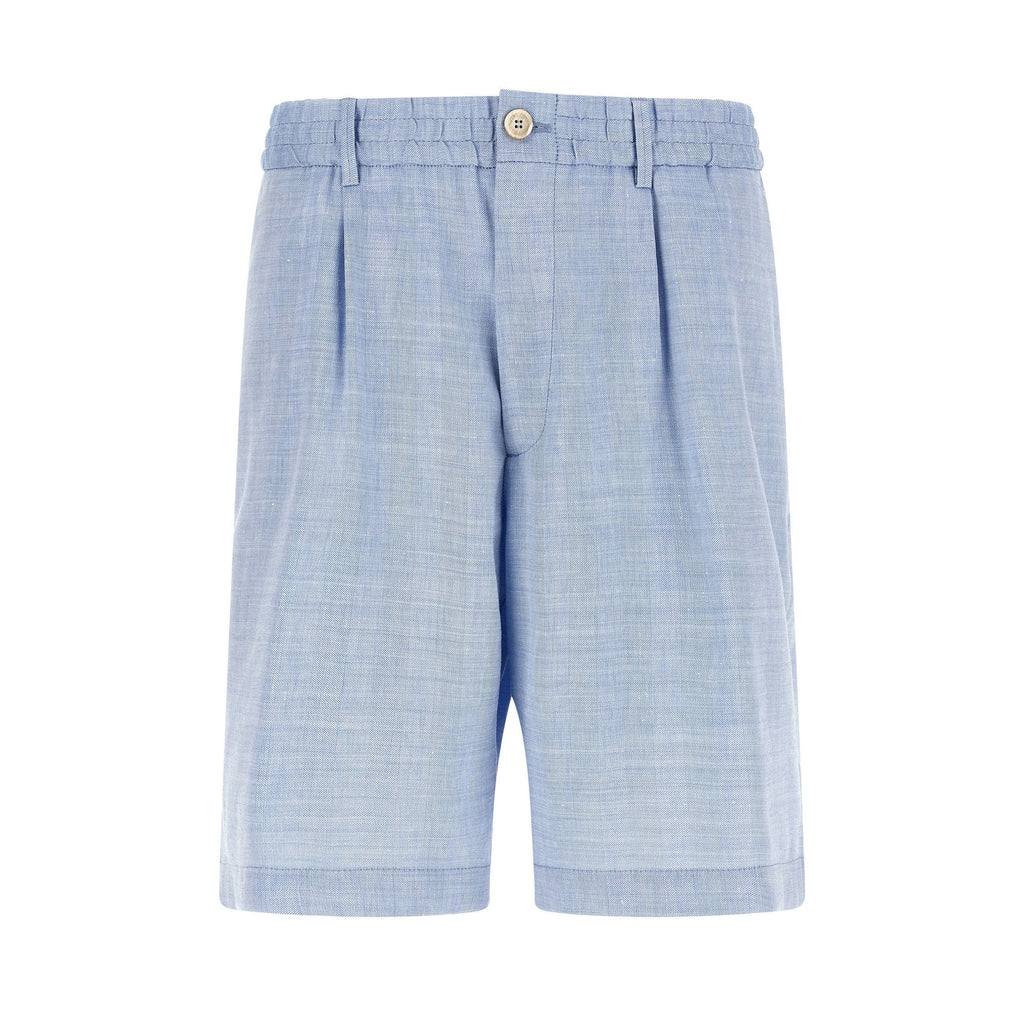 Brunello Cucinelli Blue Linen Bermuda Shorts
