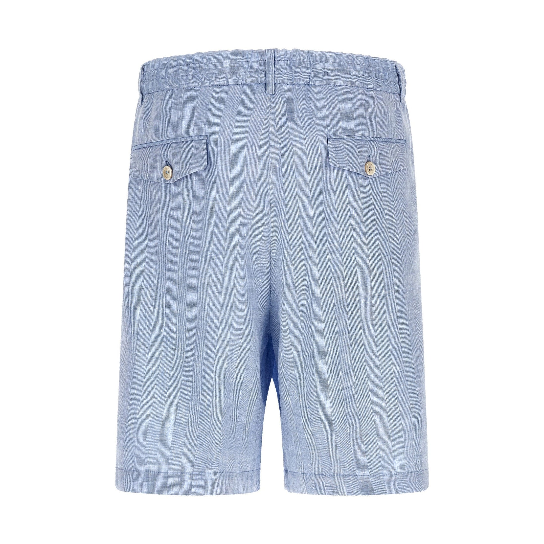 Brunello Cucinelli Blue Linen Bermuda Shorts