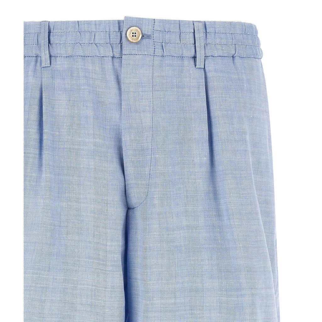 Brunello Cucinelli Blue Linen Bermuda Shorts