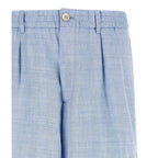 Brunello Cucinelli Blue Linen Bermuda Shorts