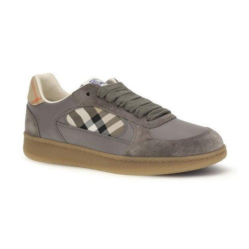 Burberry Gray Calf Leather Bos Taurus Low Top Sneakers