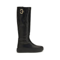 Black Calf Leather Bos Taurus Flat Boots