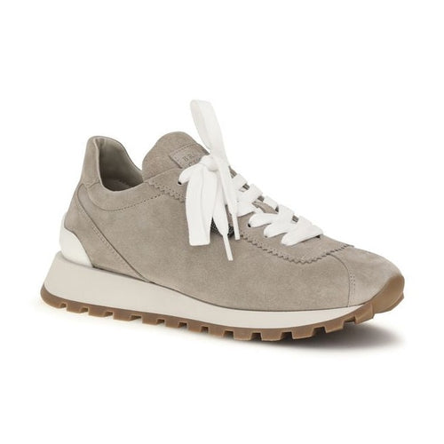 Brunello Cucinelli Gray Calf Leather Bos Taurus Platform Sneakers