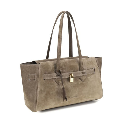 Brunello Cucinelli Beige Suede Leather Shoulder Bag