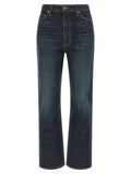 Khaite Blue Cotton Flared Jeans