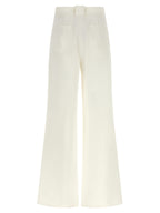 Max Mara White Cotton Flared Pants