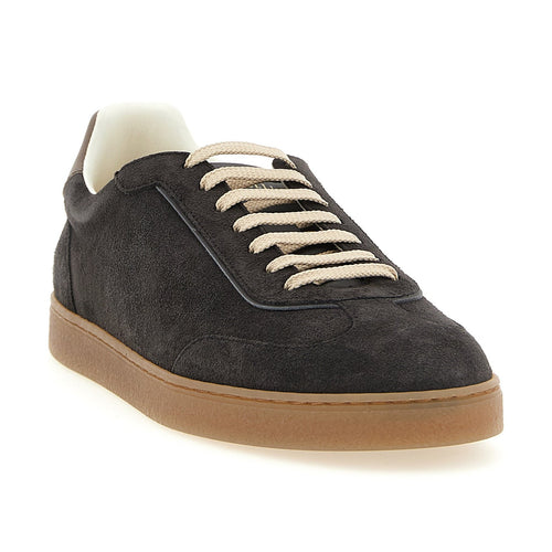 Brunello Cucinelli Gray Calfskin Low Top Sneakers