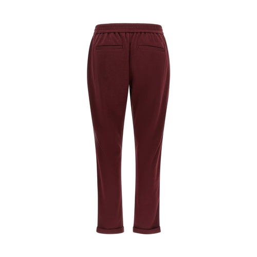 Brunello Cucinelli Bordeaux Cotton Joggers (Workout Pants)