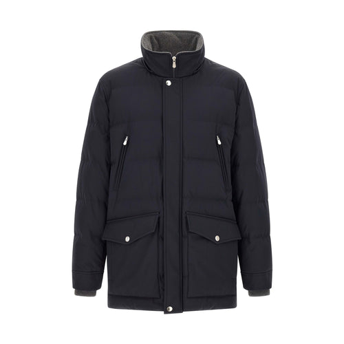 Brunello Cucinelli Blue Polyamide Parka