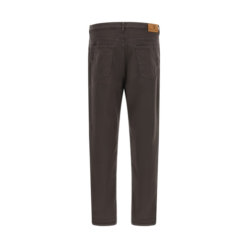 Brunello Cucinelli Brown Cotton Straight-Leg Jeans