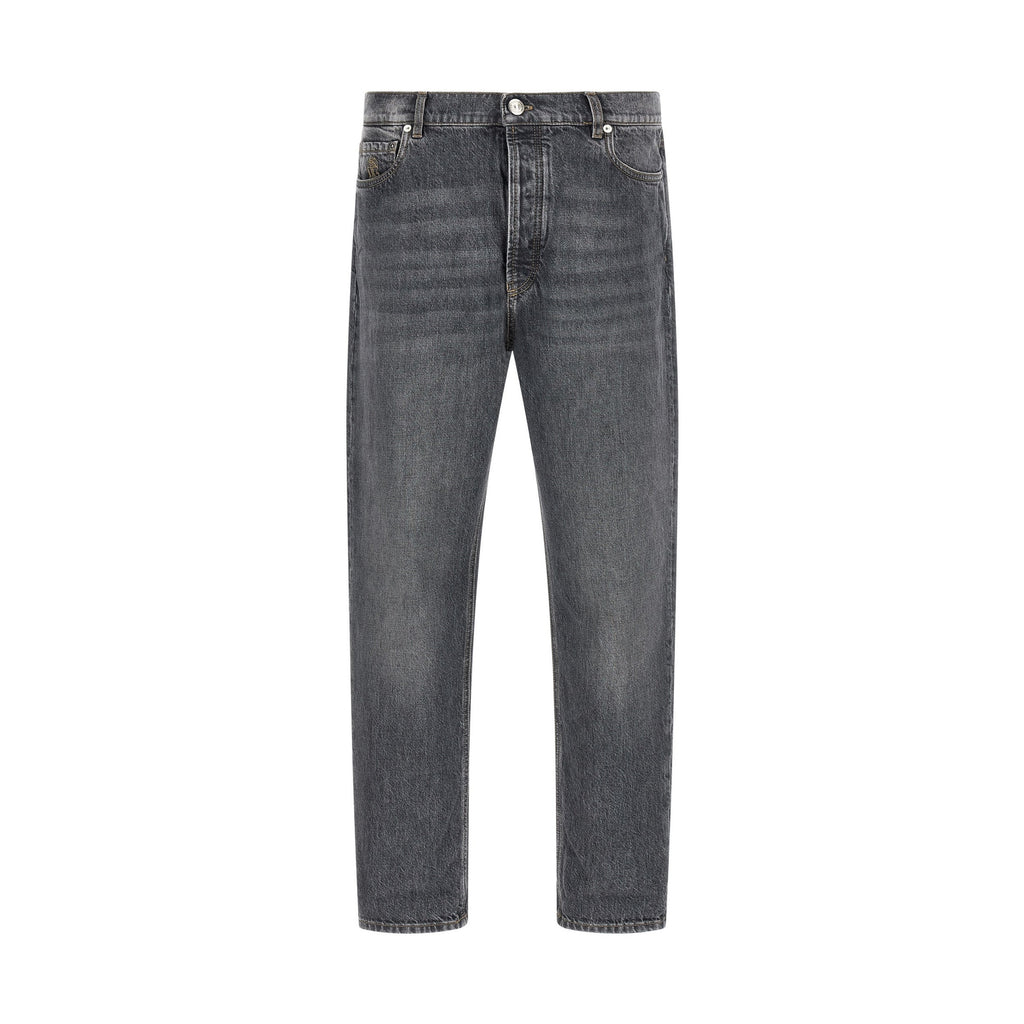Brunello Cucinelli Gray Cotton Straight-Leg Jeans