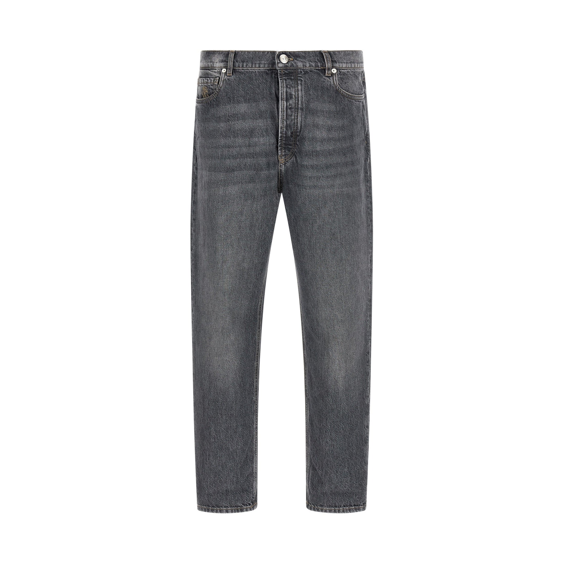 Brunello Cucinelli Gray Cotton Straight-Leg Jeans