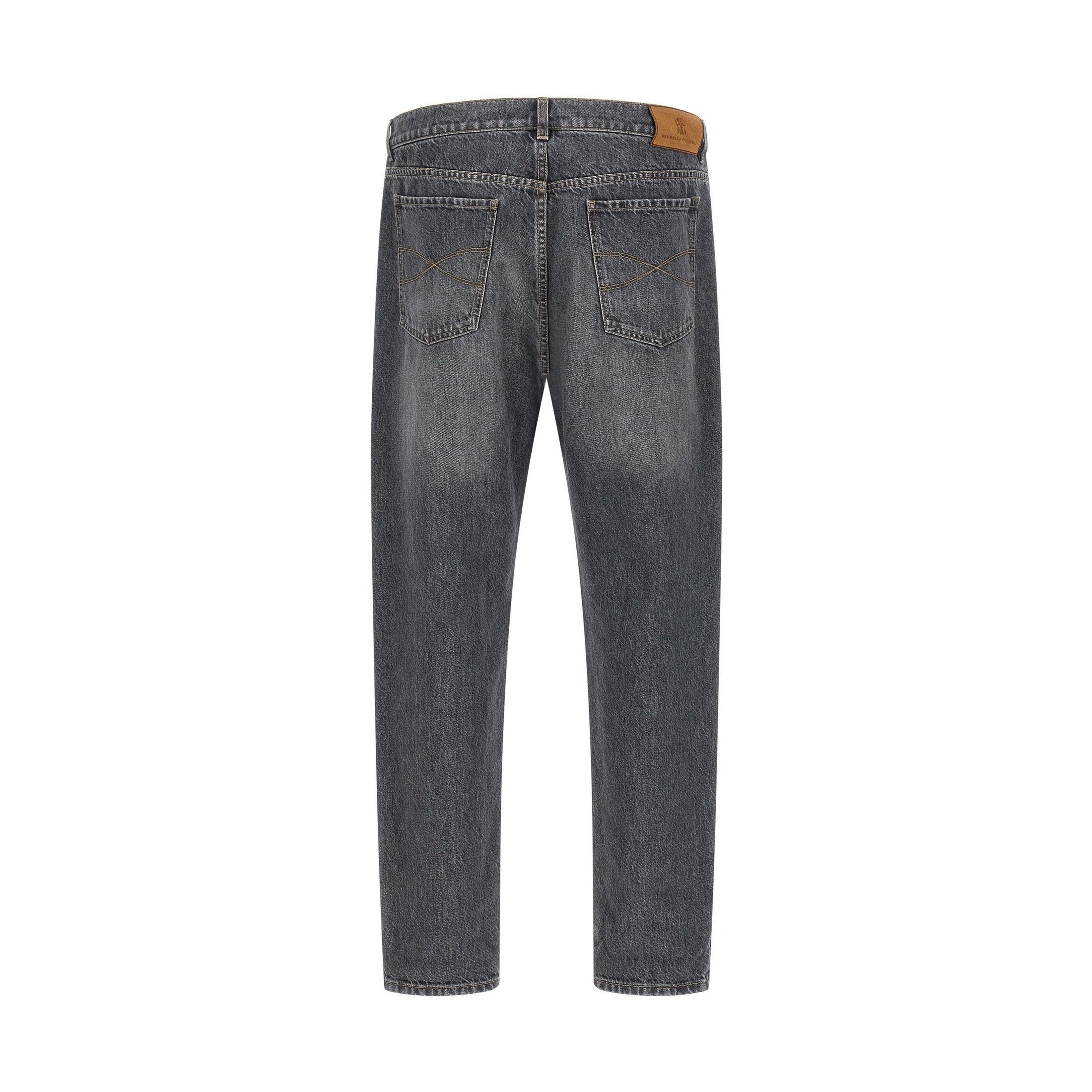 Brunello Cucinelli Gray Cotton Straight-Leg Jeans