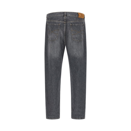 Brunello Cucinelli Gray Cotton Straight-Leg Jeans