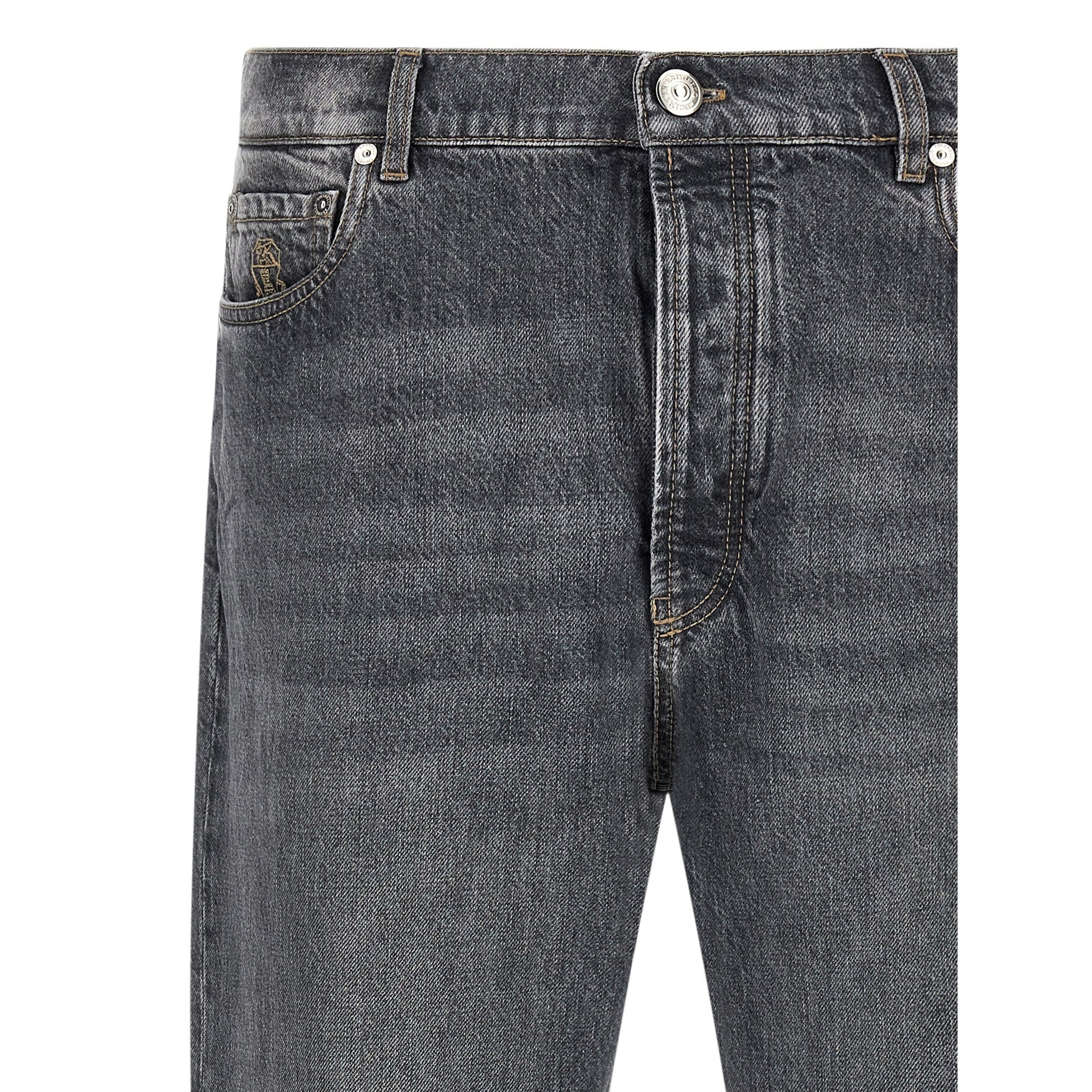 Brunello Cucinelli Gray Cotton Straight-Leg Jeans