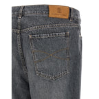 Brunello Cucinelli Gray Cotton Straight-Leg Jeans