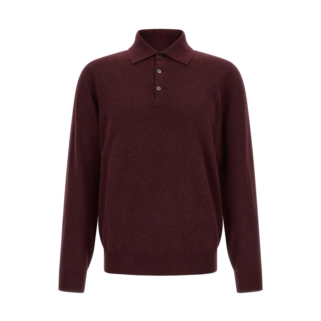 Brunello Cucinelli Bordeaux Cashmere Polo Shirt