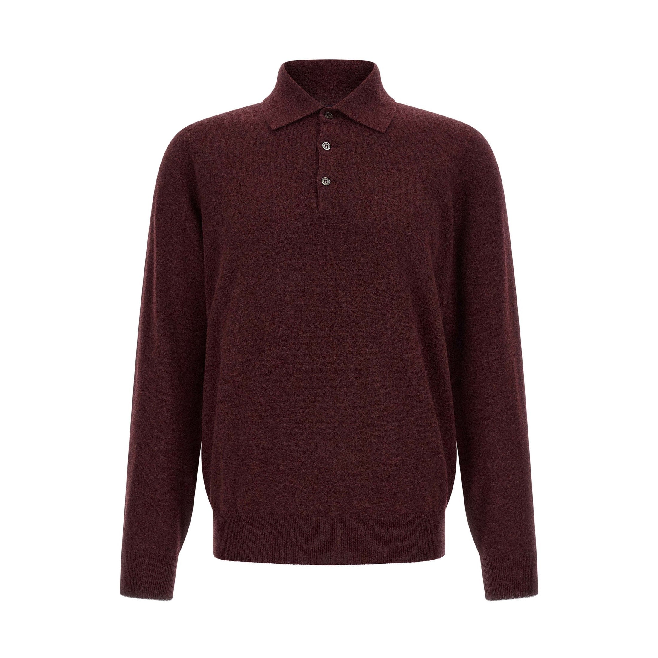 Brunello Cucinelli Bordeaux Cashmere Polo Shirt