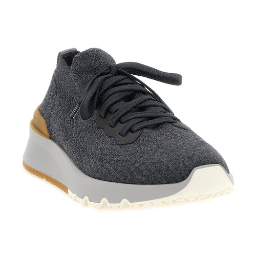 Brunello Cucinelli Gray Cotton Athletic Sneakers