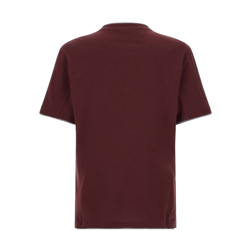 Brunello Cucinelli Bordeaux Cotton T-Shirt