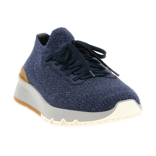 Brunello Cucinelli Blue Wool Athletic Sneakers
