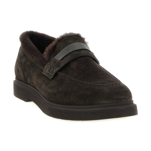Brunello Cucinelli Brown Calfskin Slip-On Loafers
