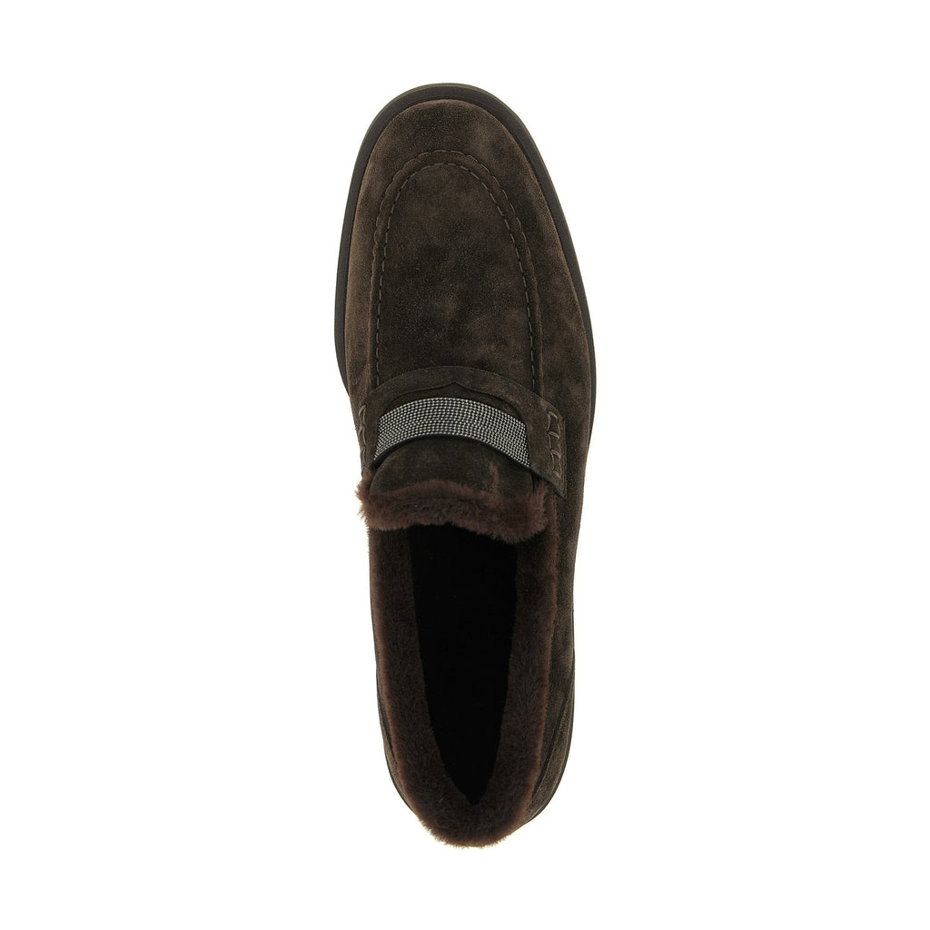 Brunello Cucinelli Brown Calfskin Slip-On Loafers