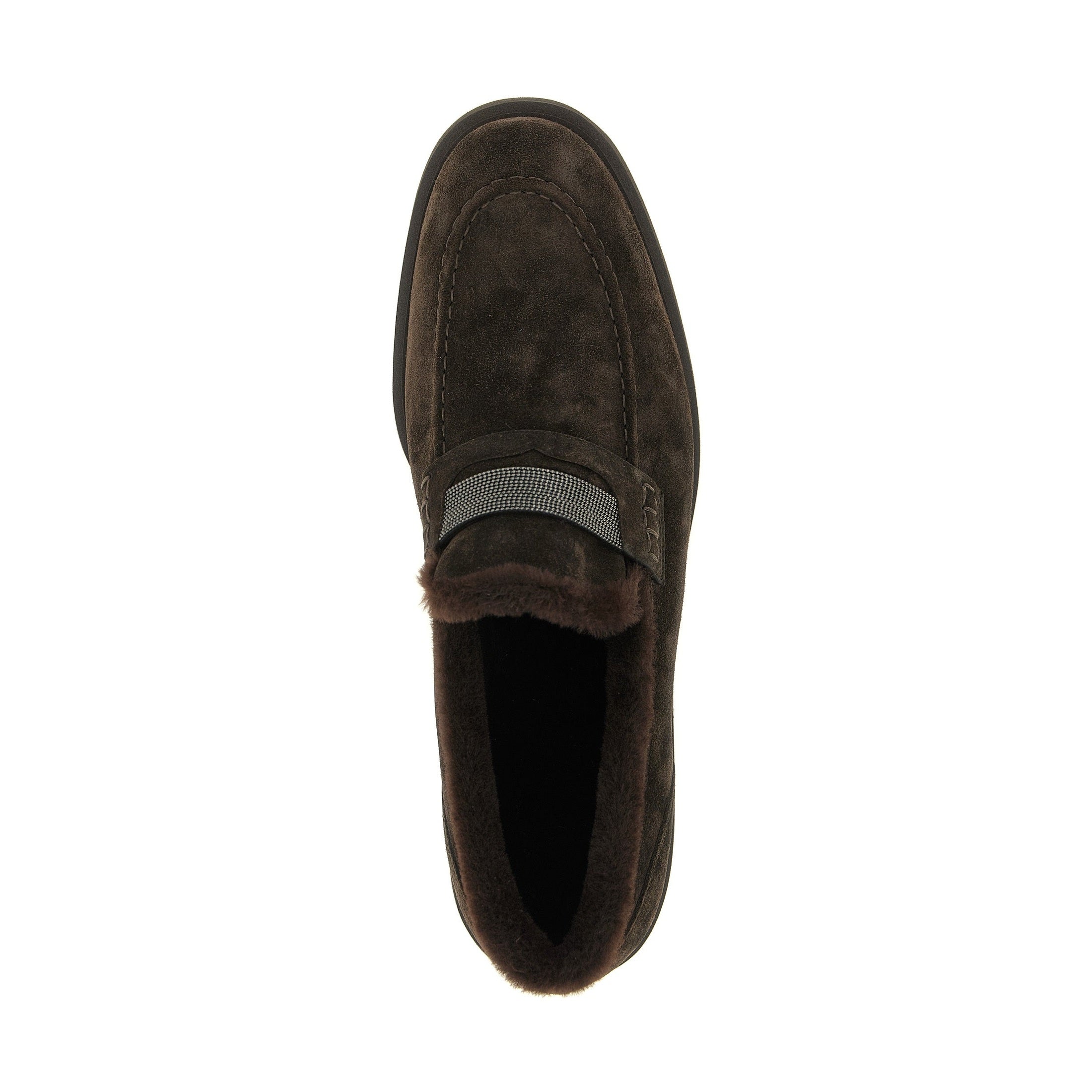 Brunello Cucinelli Brown Calfskin Slip-On Loafers
