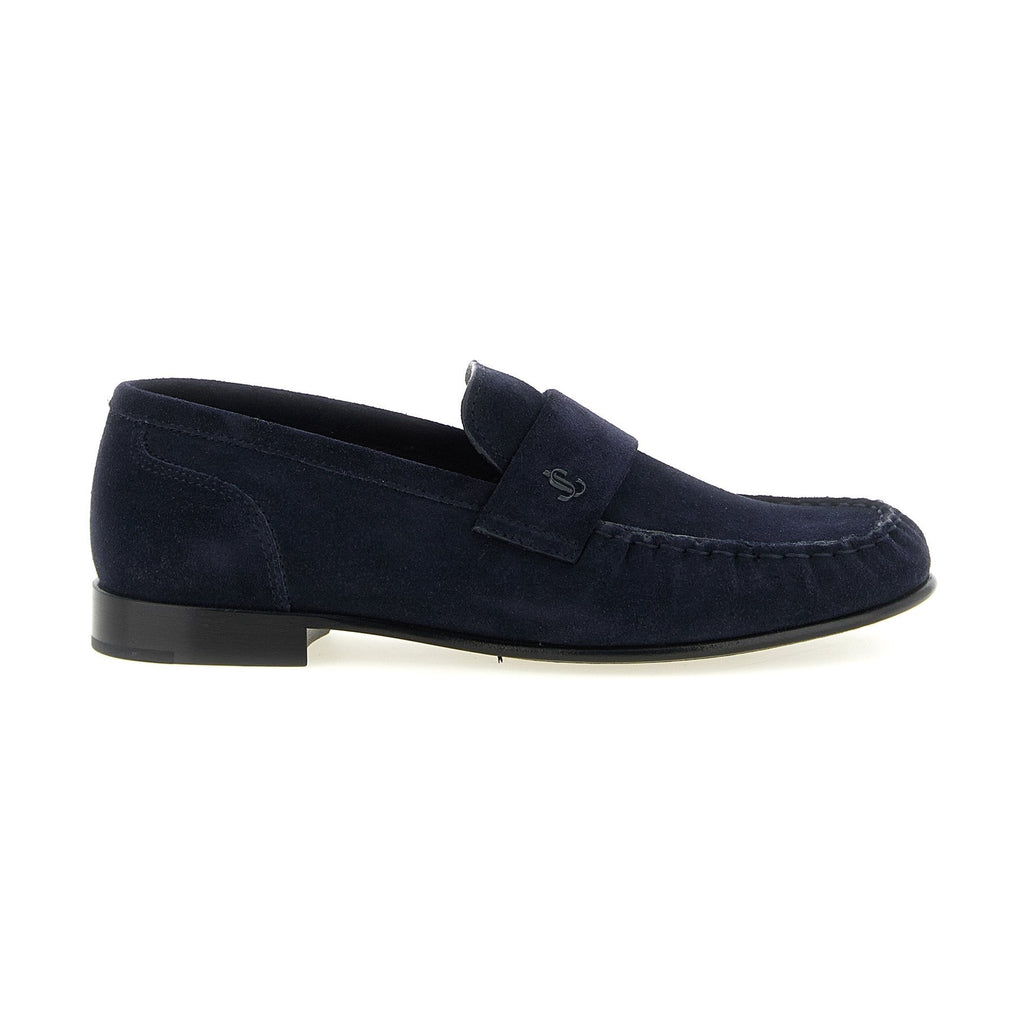 Jimmy Choo Blue Leather Slip-On Loafers