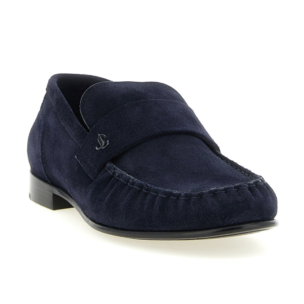 Jimmy Choo Blue Leather Slip-On Loafers