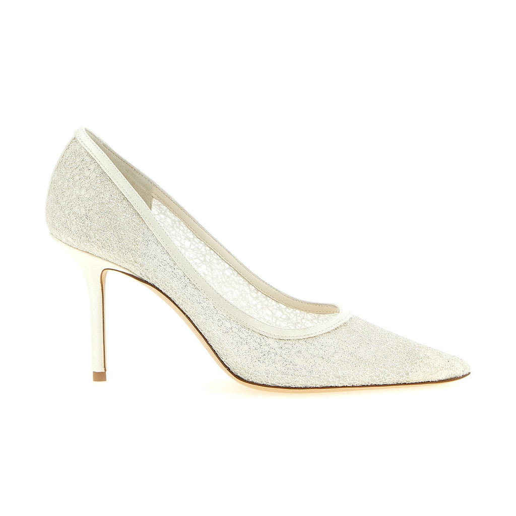 Jimmy Choo White Tencel High Heel Pumps