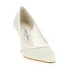 Jimmy Choo White Tencel High Heel Pumps
