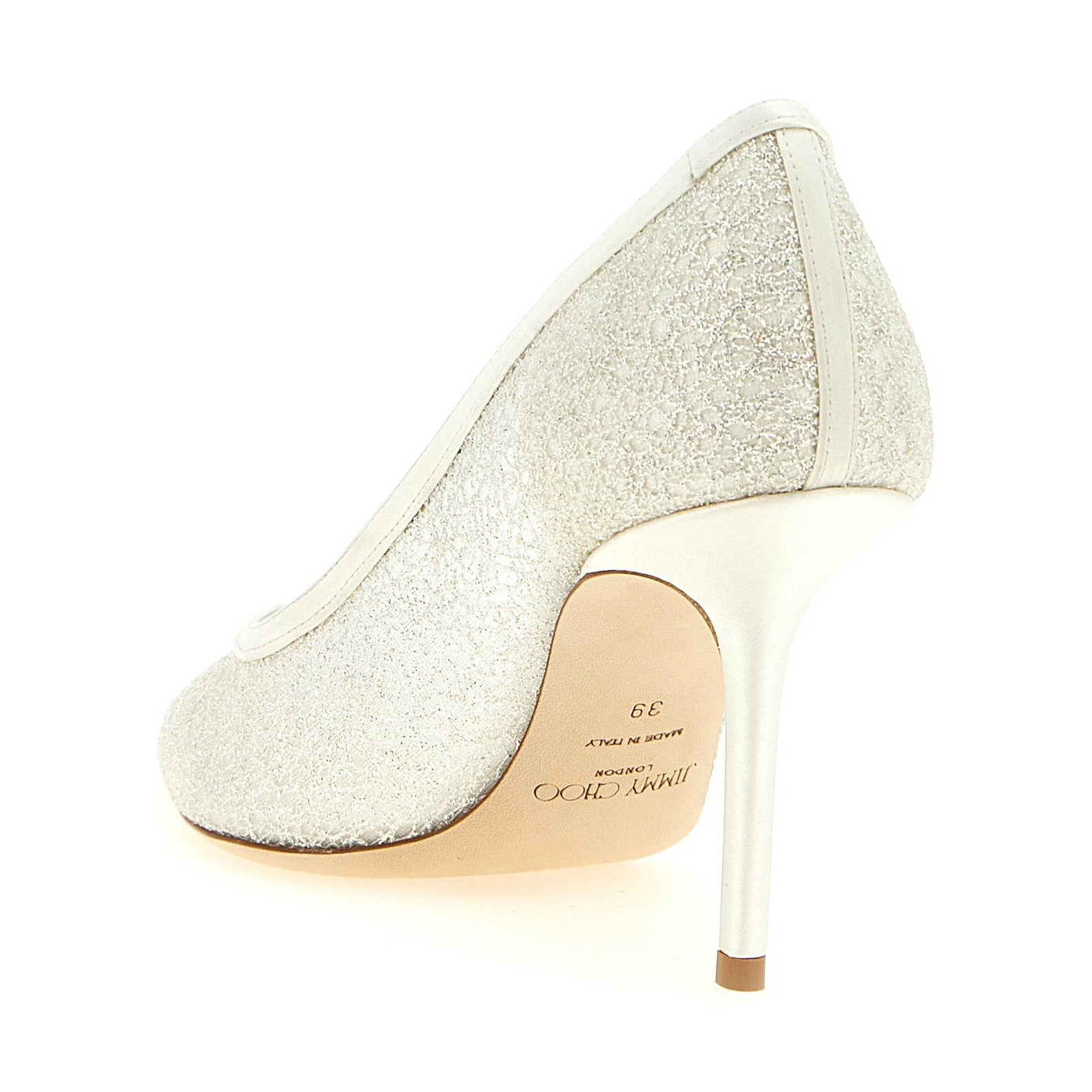 Jimmy Choo White Tencel High Heel Pumps