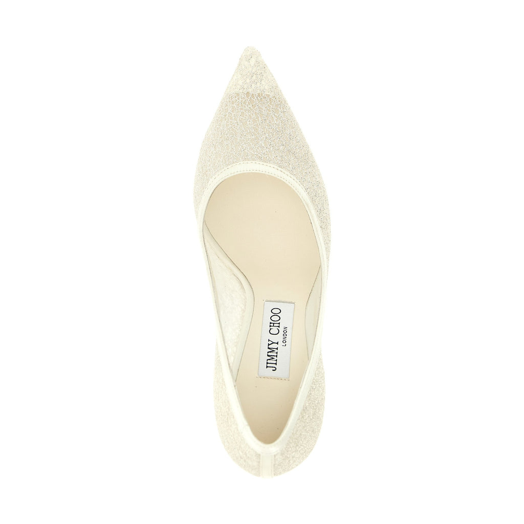 Jimmy Choo White Tencel High Heel Pumps