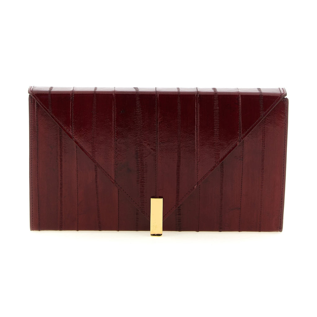 Giuseppe Zanotti Bordeaux Leather Clutch Bag