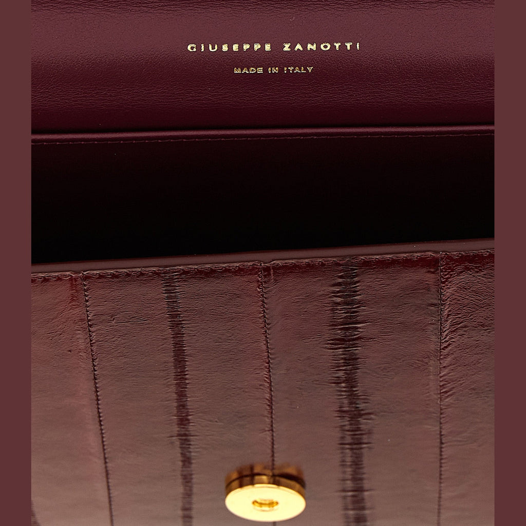 Giuseppe Zanotti Bordeaux Leather Clutch Bag