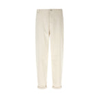 Brunello Cucinelli White Cotton Relaxed Fit Jeans