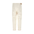 Brunello Cucinelli White Cotton Relaxed Fit Jeans