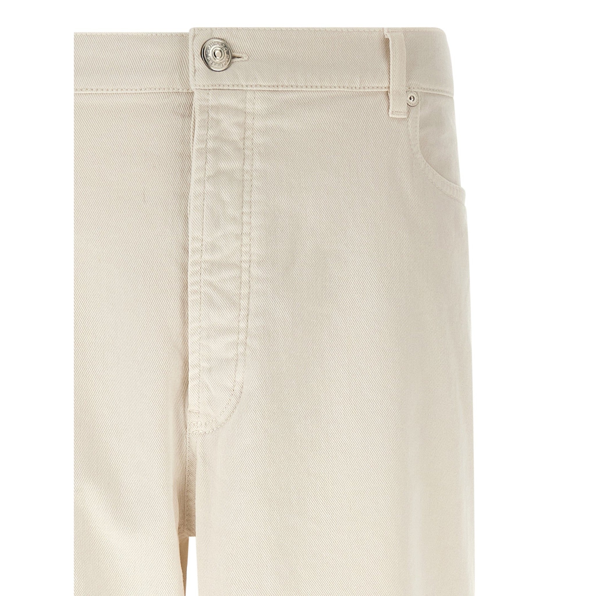 Brunello Cucinelli White Cotton Relaxed Fit Jeans