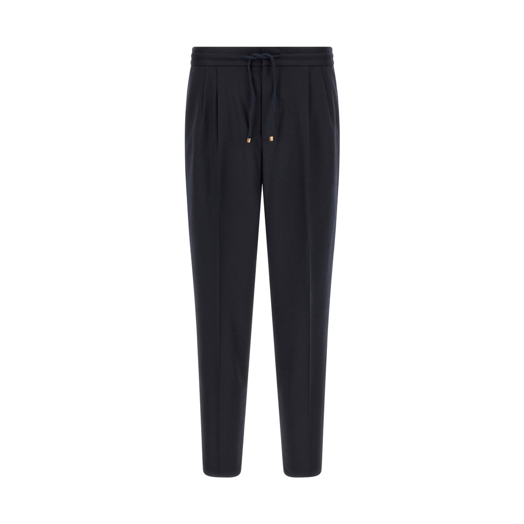 Brunello Cucinelli Blue Virgin Wool Casual Pants
