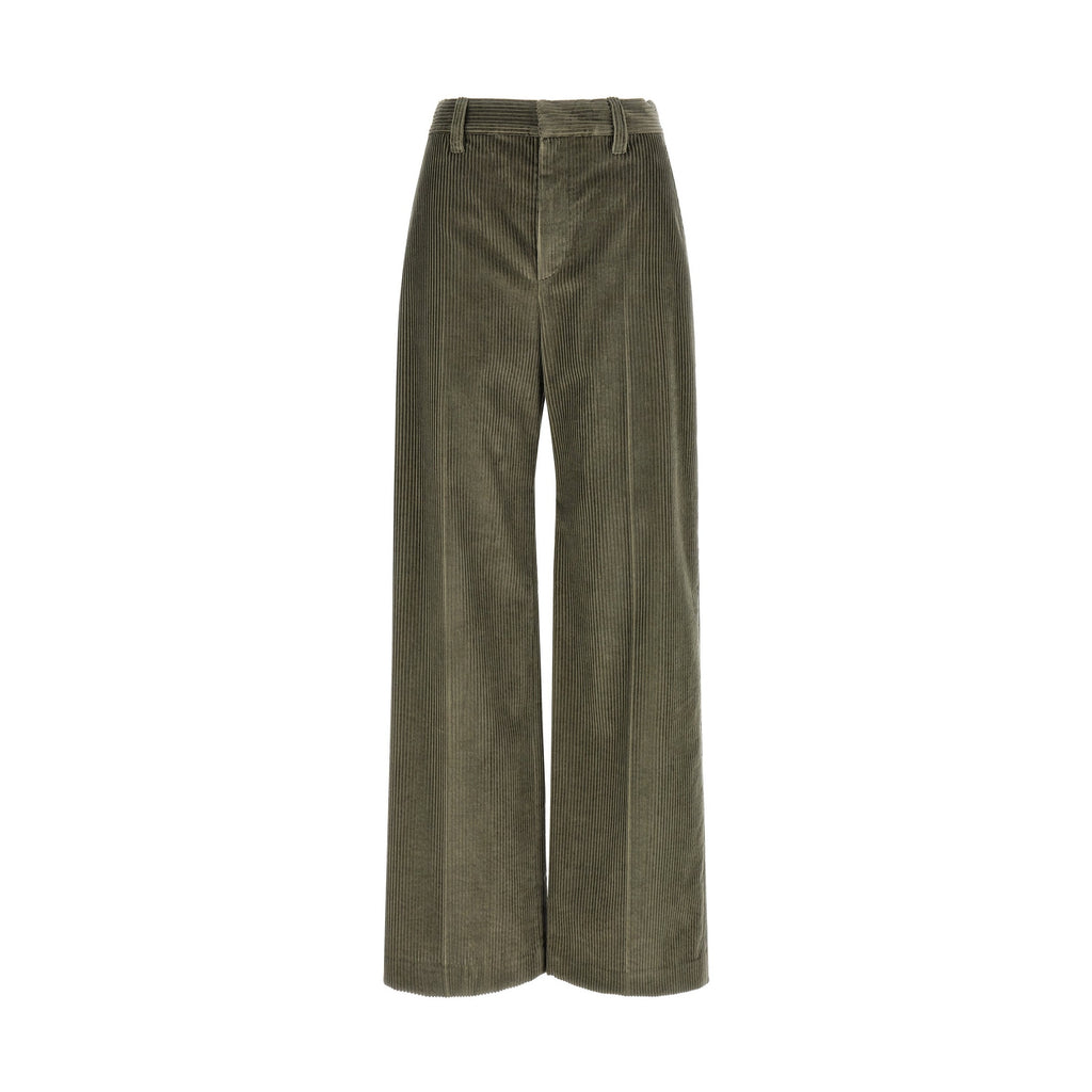 Brunello Cucinelli Bicolor Cotton Flared Pants