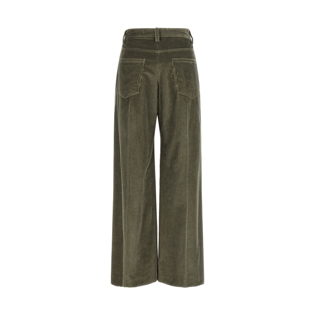 Brunello Cucinelli Bicolor Cotton Flared Pants