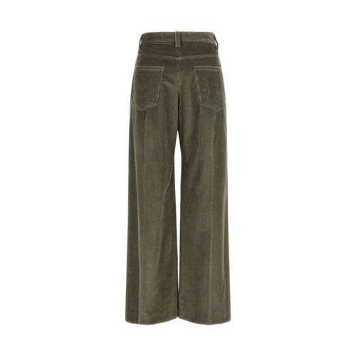 Brunello Cucinelli Bicolor Cotton Flared Pants