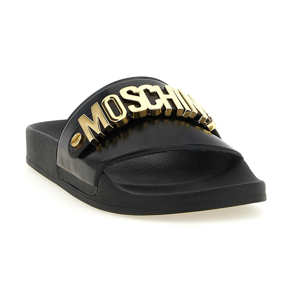 Moschino Gold Pvc Slides