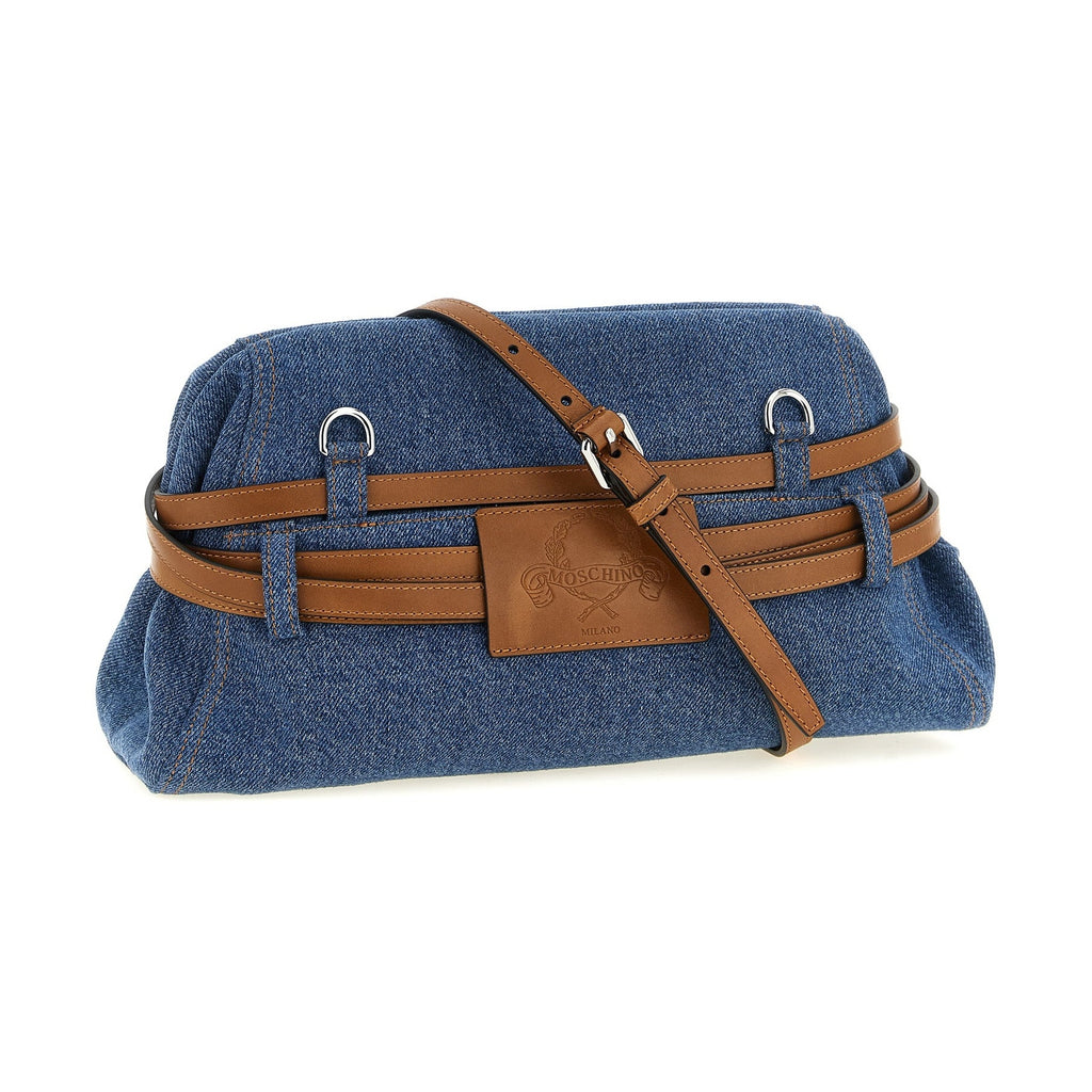 Moschino Blue Cotton Clutch Bag